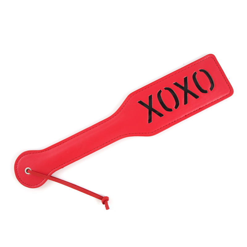 Hand-held xoxo butt-slapping device, PU leather paddle, sexual foreplay tool.