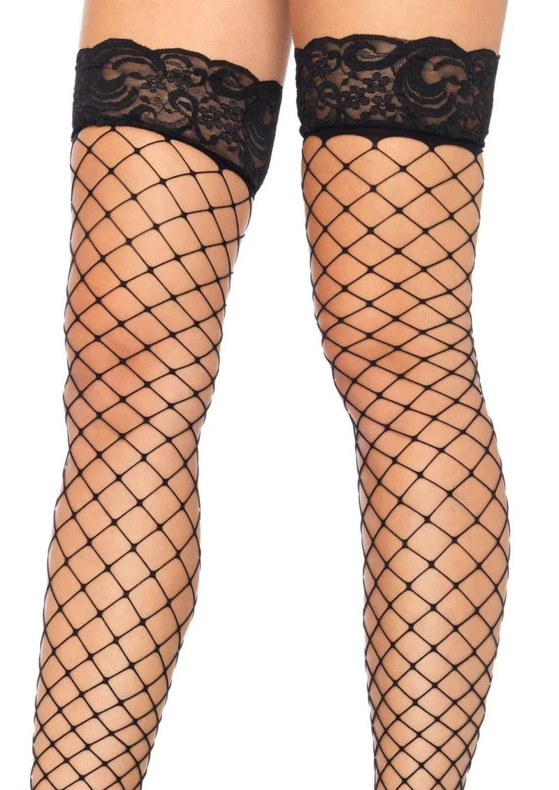 Leg Avenue Fence Net Stocking with Lace Top